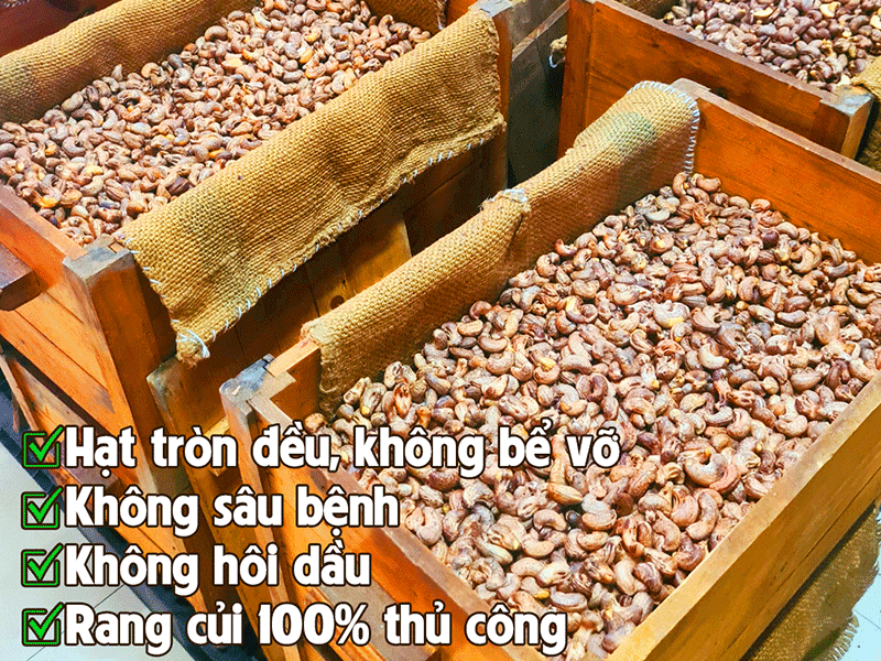 Hạt điều rang củi gói Zipper nhôm 500g Hải Bình